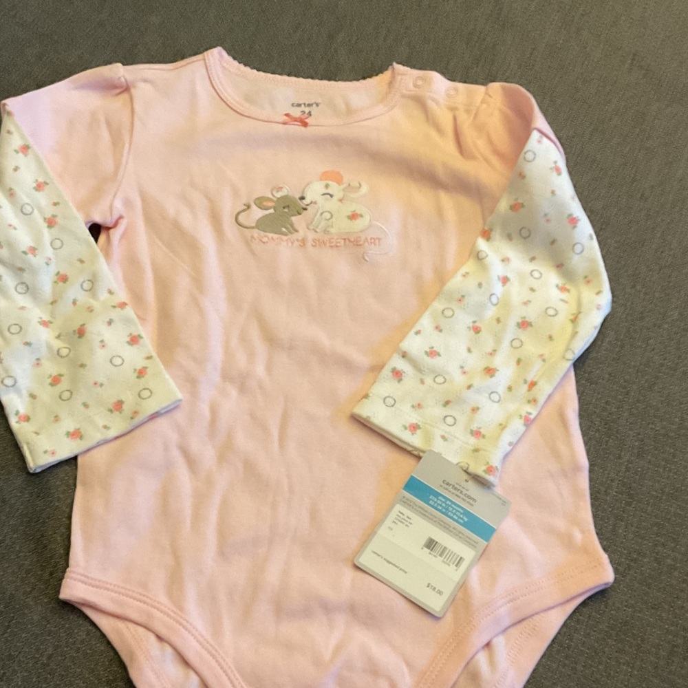 Carter's Pink and White Floral Baby Bodysuit